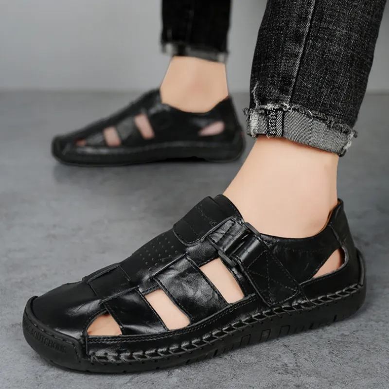 (🎉50 % Rabatt heute, nur heute – nicht verpassen) – Orthopädische Herrensandalen aus echtem australischem Kalbsleder ✅ Bequemes Gehen, Schmerzlinderung