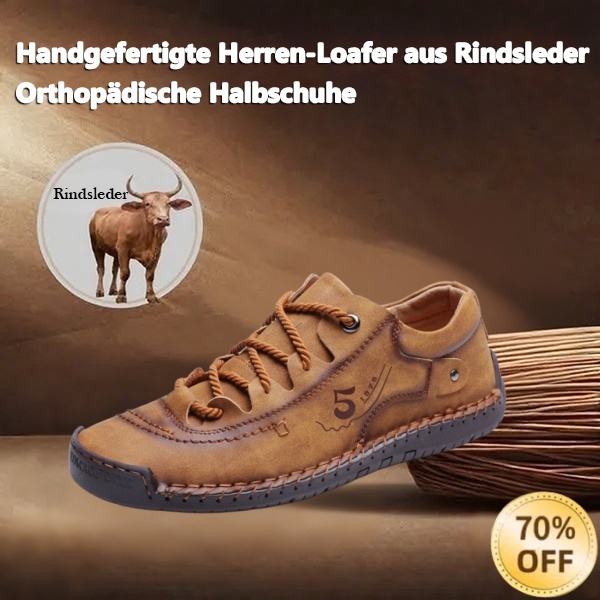 (🎉 Letzter Tag 70% Rabatt, nicht verpassen) 🐂 Orthopädische Herrenschuhe aus Kalbsleder 👞 Handgenäht ✅ Lindert Fußschmerzen - Bequemes Gehen