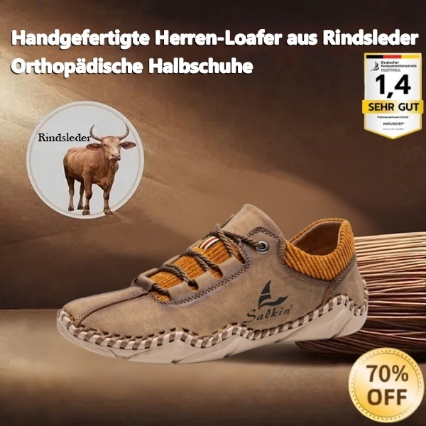 [Letzter Tag 70 % Rabatt – Nicht verpassen] 🐂 Herren-Loafer aus Kalbsleder 👞 Handgenäht ✅ Fußgewölbeunterstützung – Schmerzlinderung für bequemes Gehen