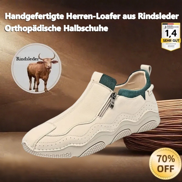 [Letzter Tag 70 % Rabatt – endet bald] 🐂 Herren-Loafer aus Kalbsleder 👞 Handgenäht ✅ Fußgewölbeunterstützung – Schmerzlinderung für bequemes Gehen