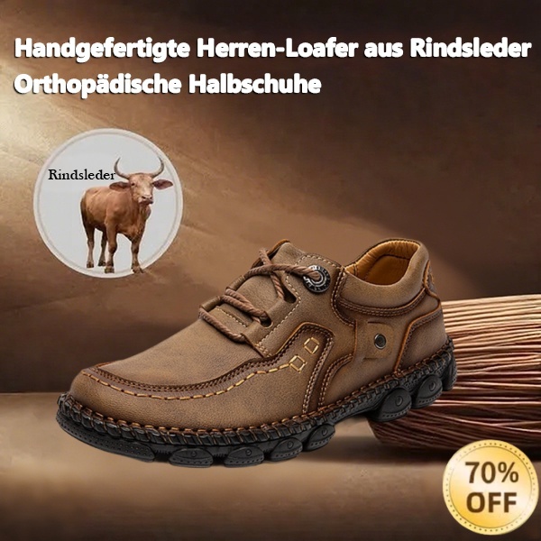(🎉 Letzter Tag 70% Rabatt, nicht verpassen) 🐂 Orthopädische Herrenschuhe aus Kalbsleder 👞 Handgenäht ✅ Lindert Fußschmerzen - Bequemes Gehen