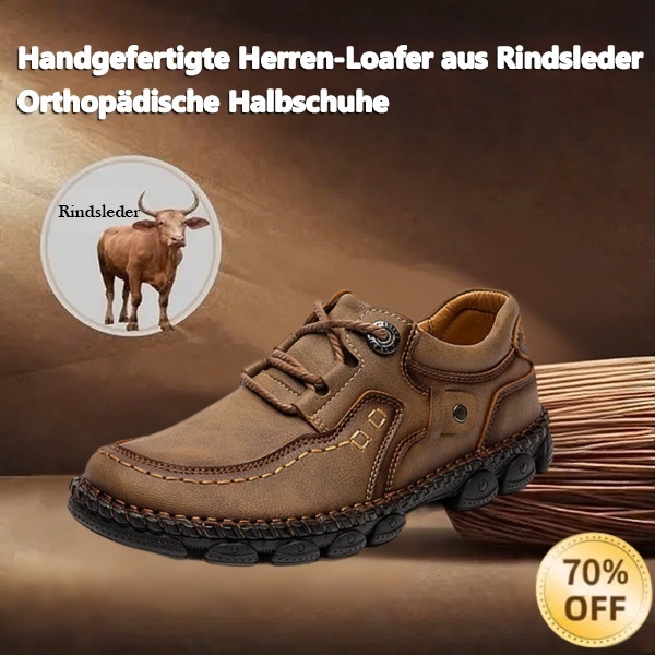 (🎉 Letzter Tag 70% Rabatt, nicht verpassen) 🐂 Orthopädische Herrenschuhe aus Kalbsleder 👞 Handgenäht ✅ Lindert Fußschmerzen - Bequemes Gehen