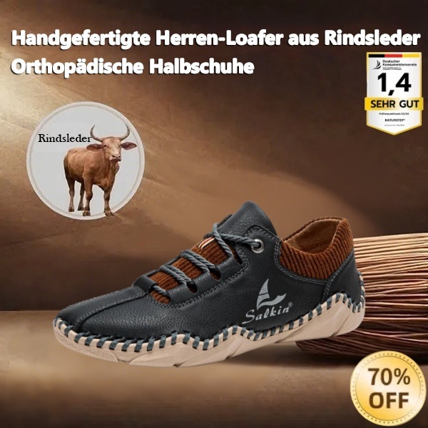 [Letzter Tag 70 % Rabatt – Nicht verpassen] 🐂 Herren-Loafer aus Kalbsleder 👞 Handgenäht ✅ Fußgewölbeunterstützung – Schmerzlinderung für bequemes Gehen
