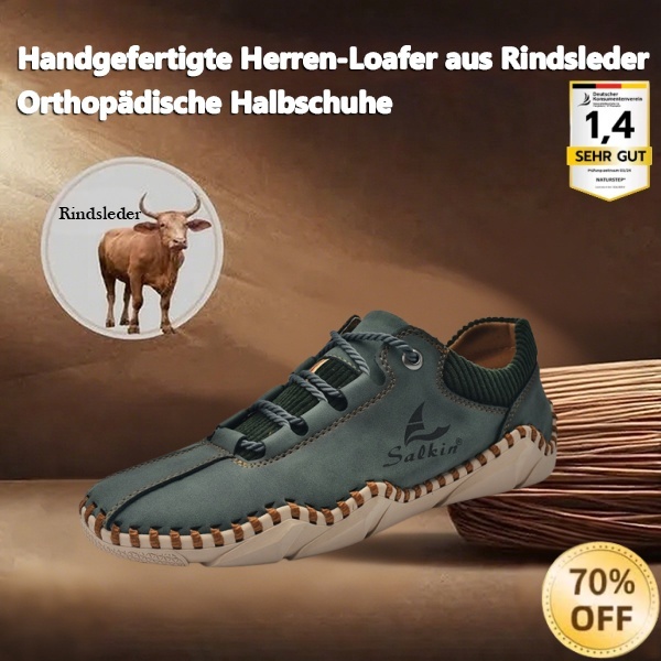 [Letzter Tag 70 % Rabatt – Nicht verpassen] 🐂 Herren-Loafer aus Kalbsleder 👞 Handgenäht ✅ Fußgewölbeunterstützung – Schmerzlinderung für bequemes Gehen