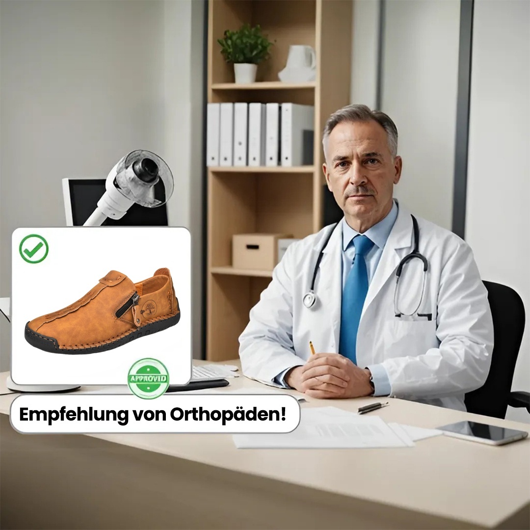 (🎉 Letzter Tag 70 % Rabatt, nicht verpassen) 🐂 Orthopädische Herrenschuhe aus Kalbsleder 👞 Fußgewölbeunterstützung ✅ Lindert Fußschmerzen - Bequemes Gehen