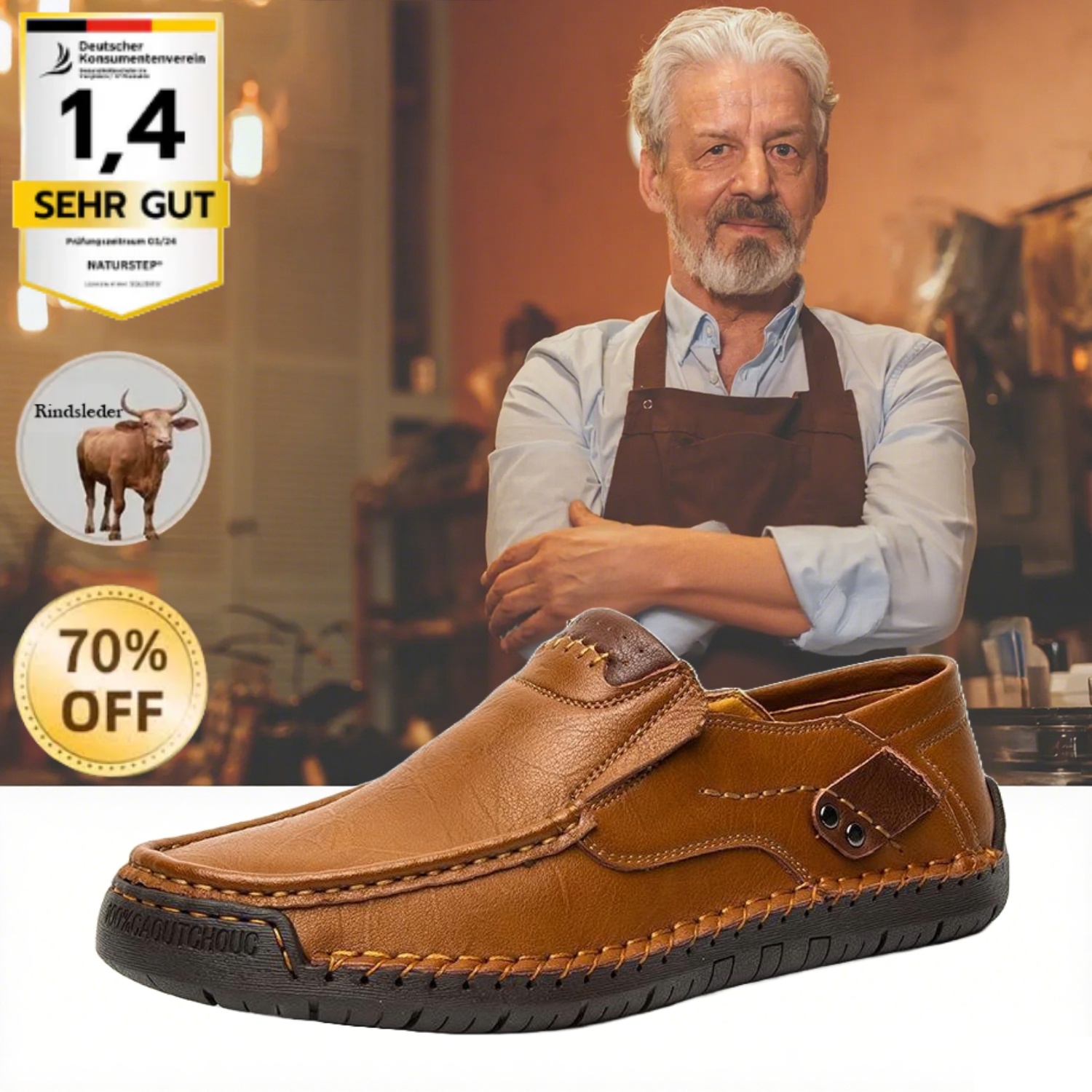 [Letzter Tag 70 % Rabatt – endet bald] 🔥 Herrenschuhe aus Kalbsleder 👞 Handgenäht ✅ Fußgewölbeunterstützung für bequemes Gehen
