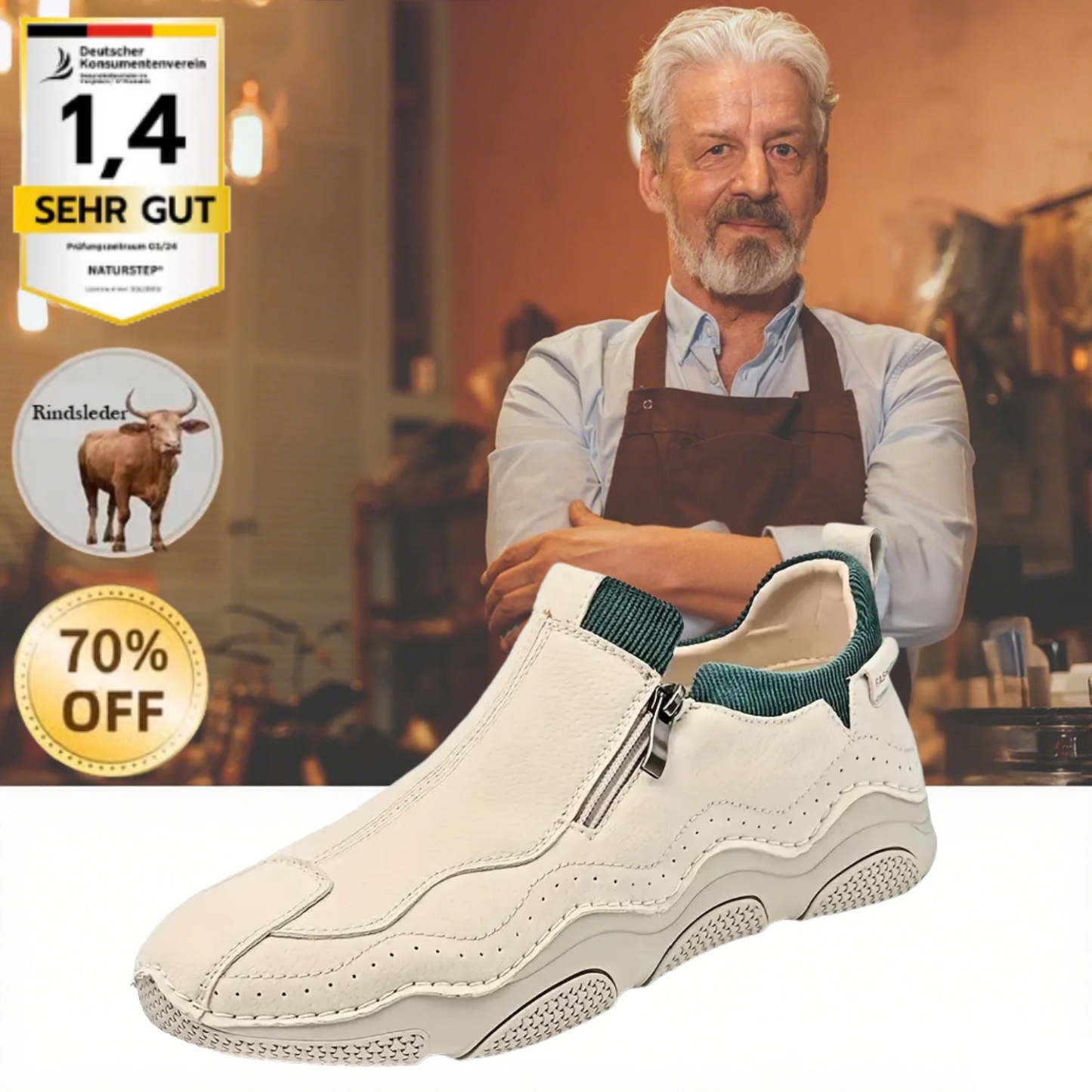 [Letzter Tag 70 % Rabatt – endet bald] 🐂 Herren-Loafer aus Kalbsleder 👞 Handgenäht ✅ Fußgewölbeunterstützung – Schmerzlinderung für bequemes Gehen