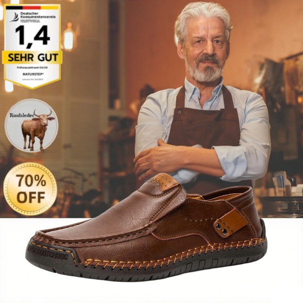 [Letzter Tag 70 % Rabatt – endet bald] 🔥 Herrenschuhe aus Kalbsleder 👞 Handgenäht ✅ Fußgewölbeunterstützung für bequemes Gehen