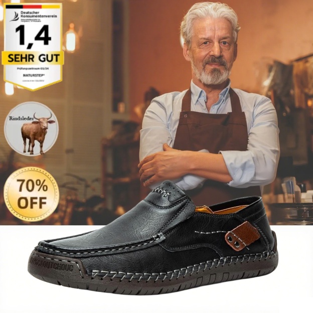 [Letzter Tag 70 % Rabatt – endet bald] 🔥 Herrenschuhe aus Kalbsleder 👞 Handgenäht ✅ Fußgewölbeunterstützung für bequemes Gehen