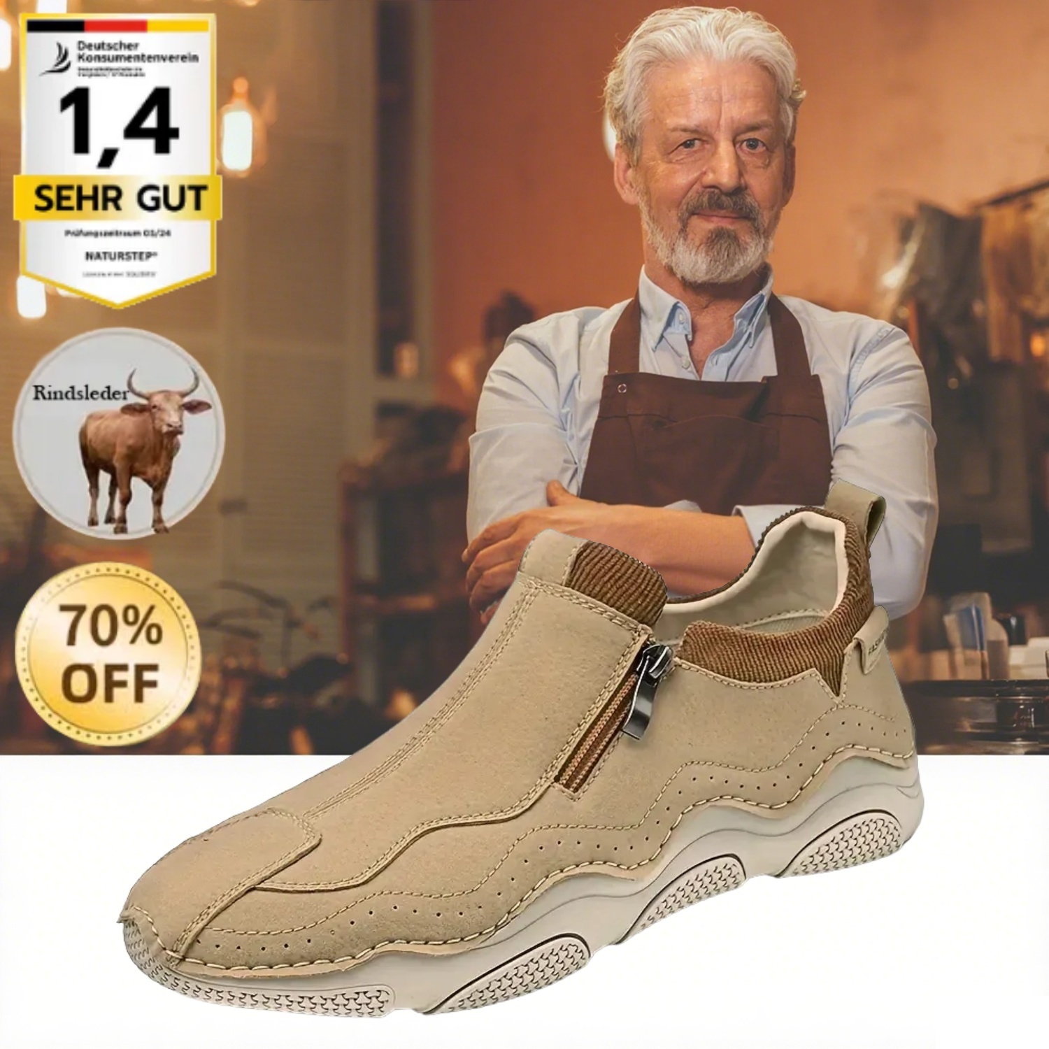 [Letzter Tag 70 % Rabatt – endet bald] 🐂 Herren-Loafer aus Kalbsleder