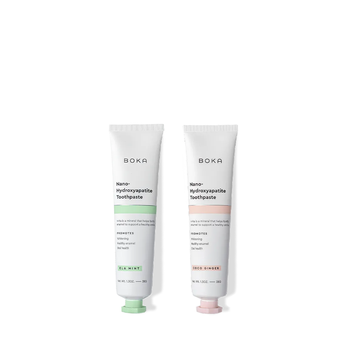 Travel Duo n-Ha Toothpaste 2-Pack: two travel tubes with nano-hydroxyapatite, Ela Mint & Coco Ginger.