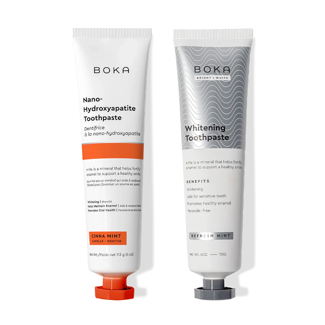 N-Ha Toothpaste 2-Pack: two tubes to fortify enamel with nano-hydroxyapatite and whiten teeth, 115g each.