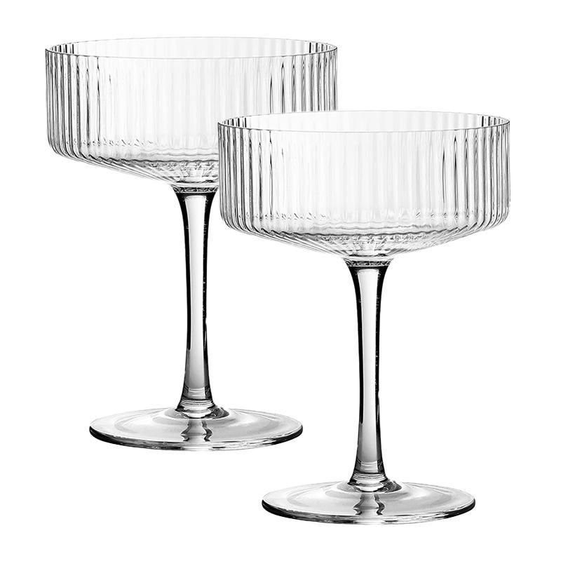 Vintage Ribbed Coupe Glasses