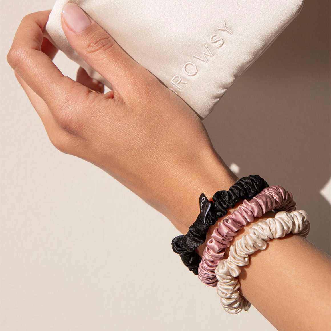 Silk Scrunchie Set - Rose, Dusty, Black