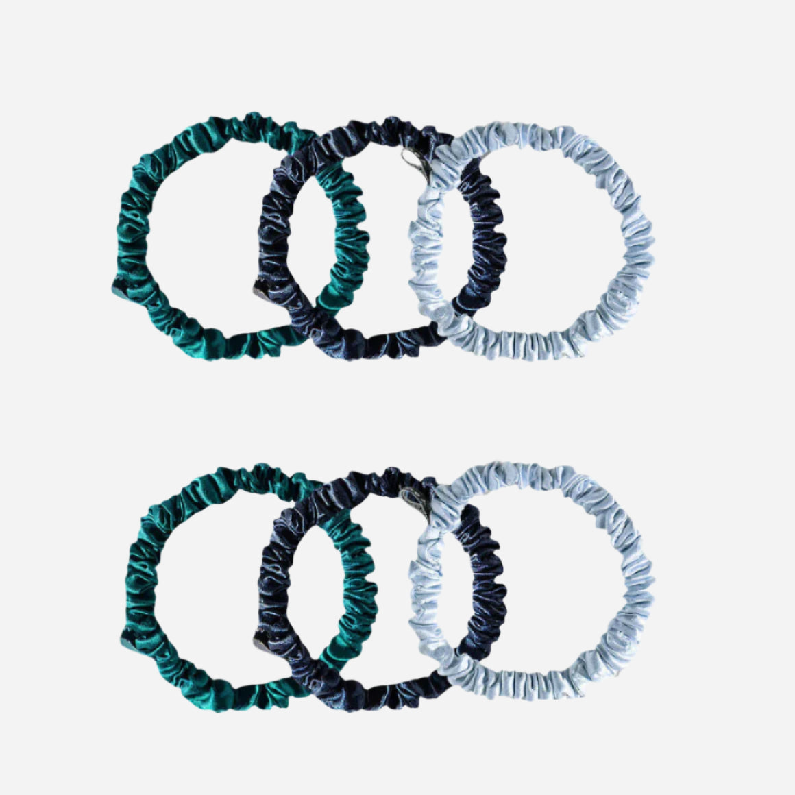 Silk Scrunchie Set - Blue & Green