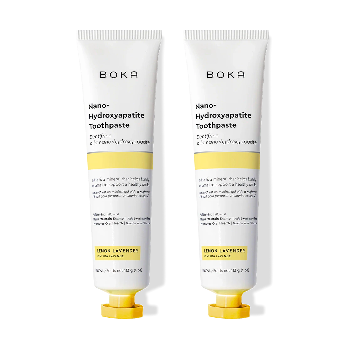 N-Ha Toothpaste 2-Pack in Lemon Lavender flavor, designed to strengthen your enamel.