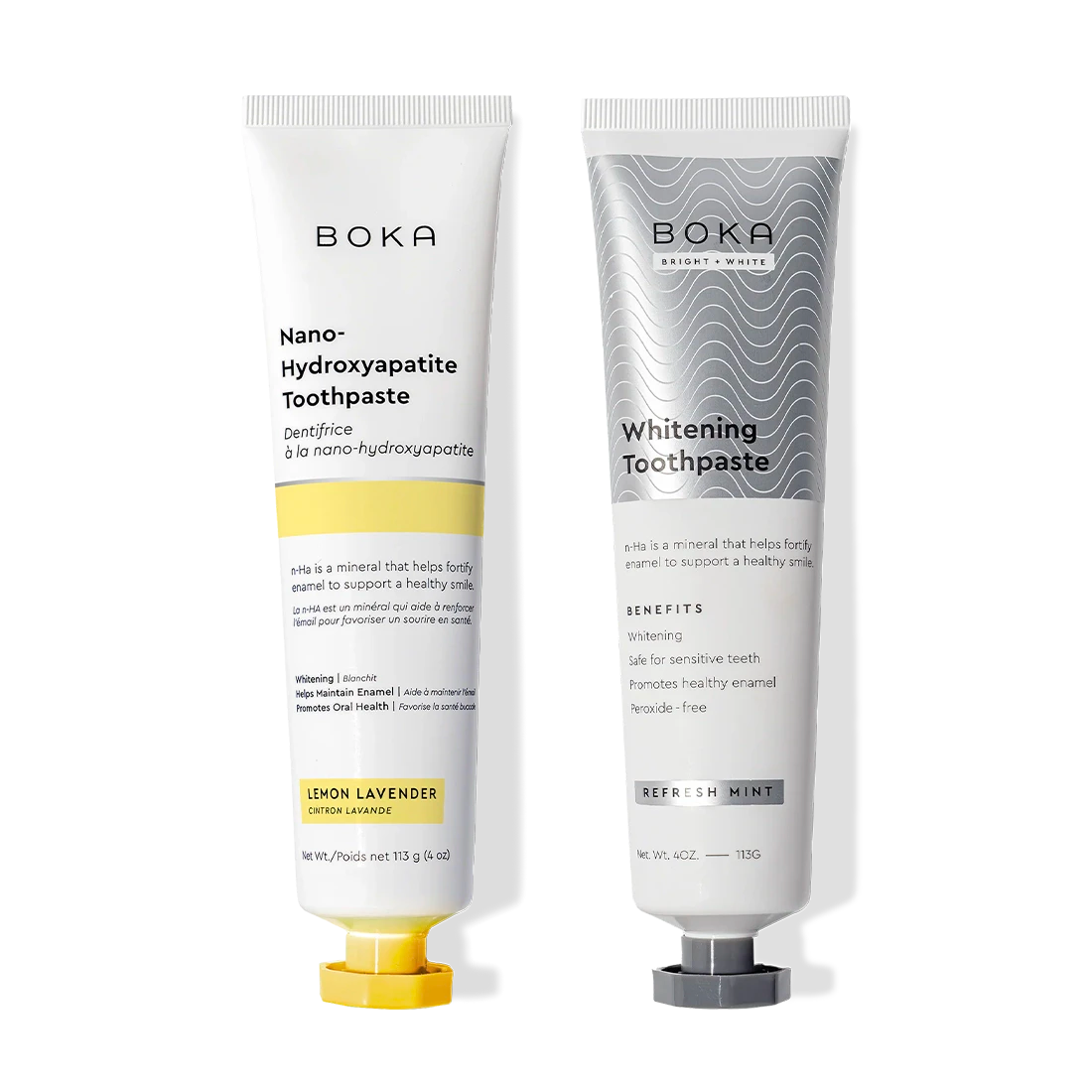 N-Ha Toothpaste 2-Pack: fortifies enamel with Nano-Hydroxyapatite in Lemon Lavender & Refresh Mint.