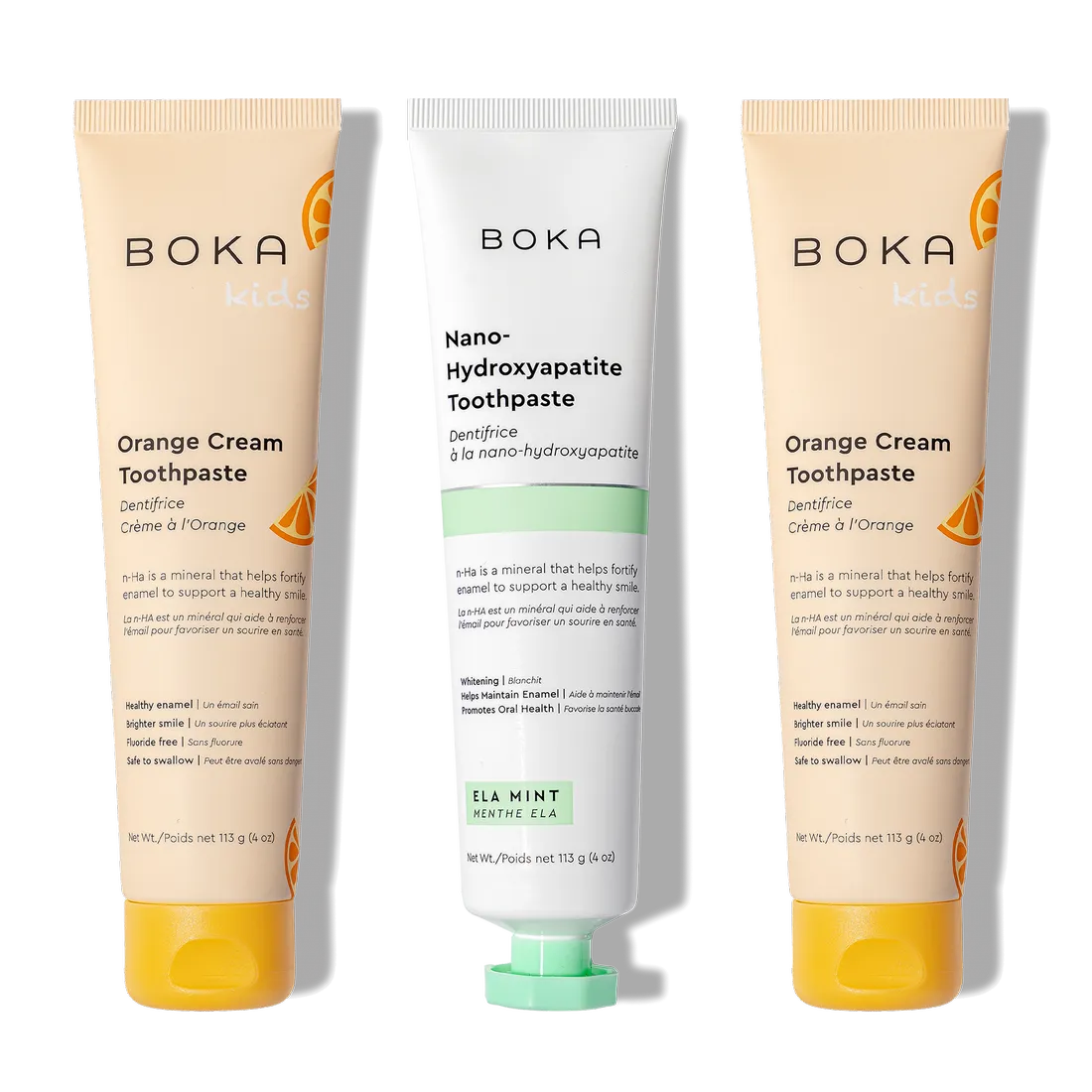 N-Ha Toothpaste Family 3 Pack: kid-friendly flavors and n-Ha for healthy brushing habits.