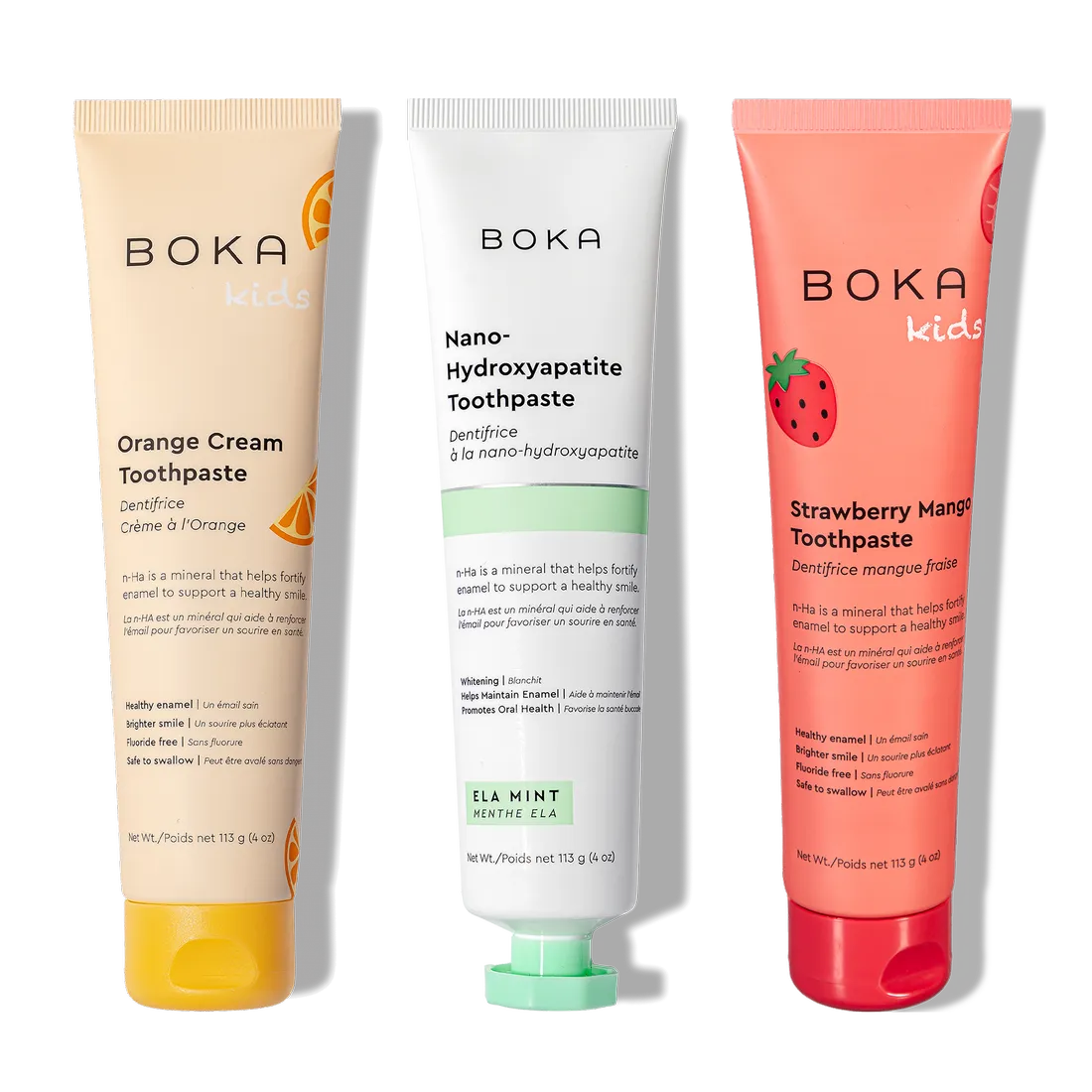 The n-Ha Toothpaste Family 3 Pack features kid-approved flavors to encourage healthy brushing habits.