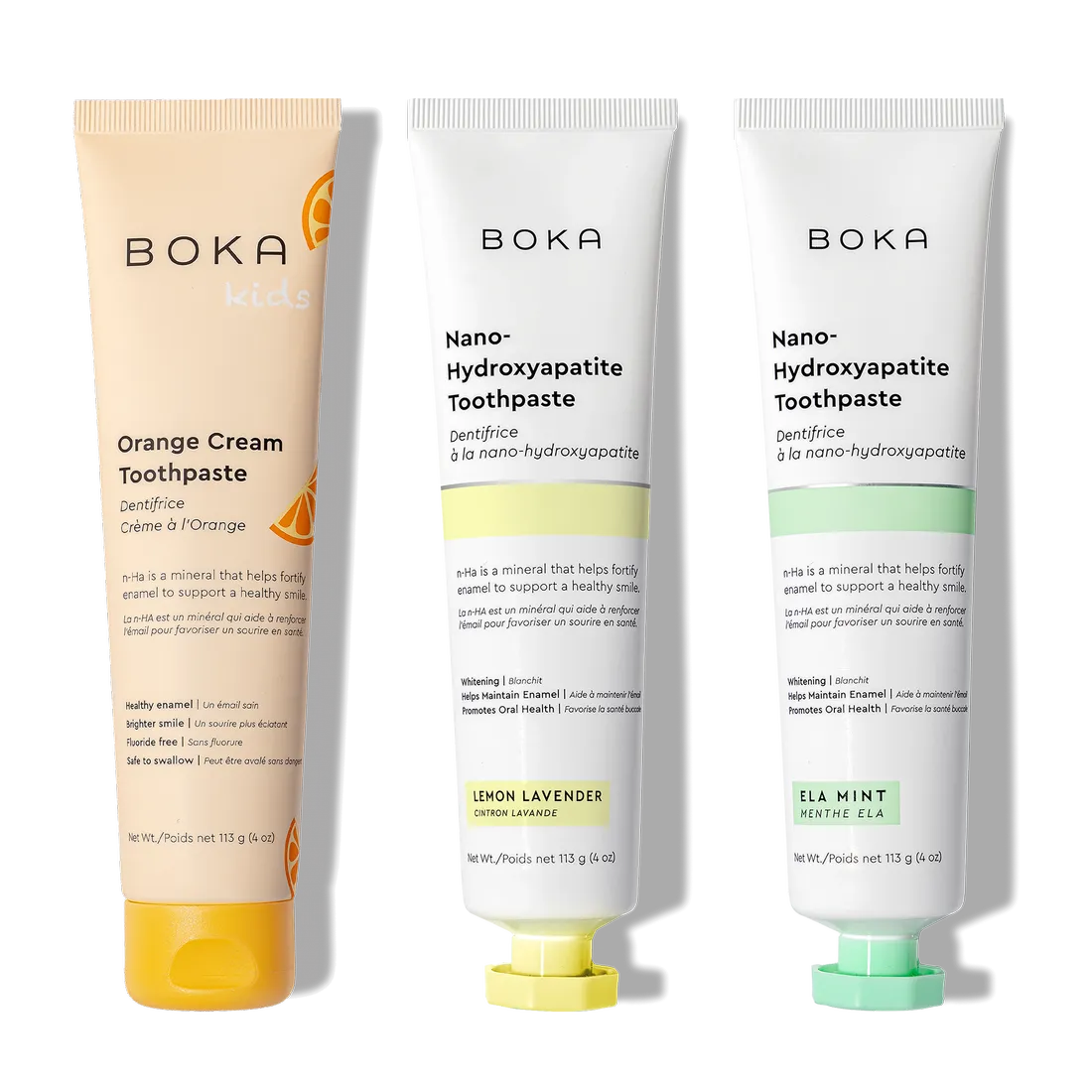 N-Ha Toothpaste Family 3 Pack in kid-approved flavors promotes healthy brushing habits.