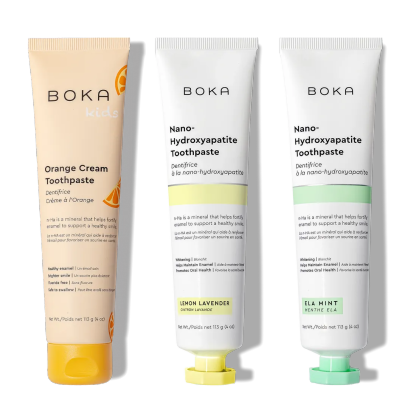 N-Ha Toothpaste Family 3 Pack in kid-approved flavors promotes healthy brushing habits.