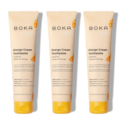 Three tubes of n-Ha Toothpaste Family 3 Pack with kid-approved flavors on a white background.