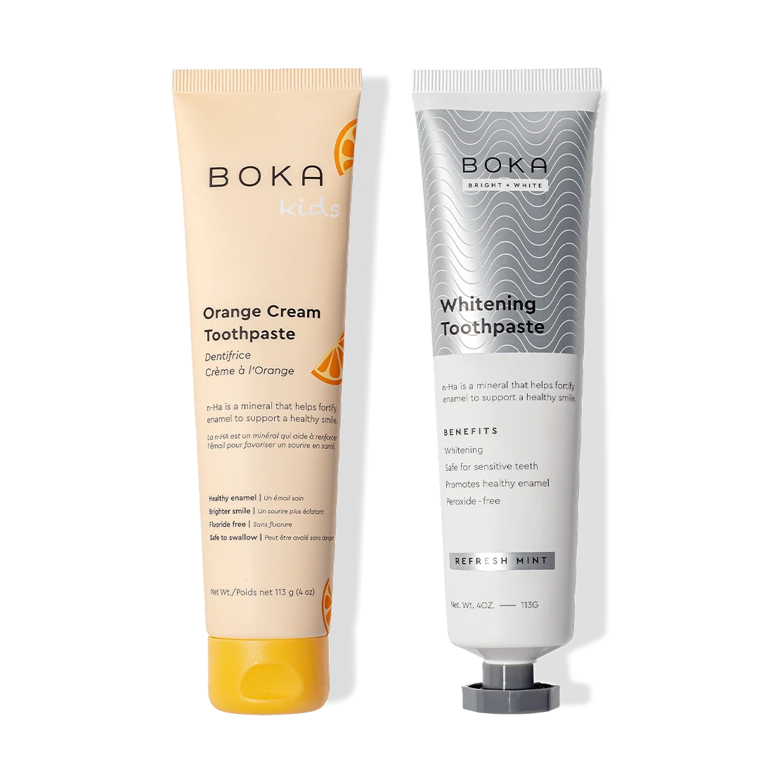 N-Ha Toothpaste 2-Pack: both tubes use nano-hydroxyapatite to remineralize and strengthen enamel.