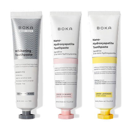 Nano (n-Ha) Toothpaste Whitening 3 Pack: Refresh Mint, Coco Ginger & Lemon Lavender flavors.