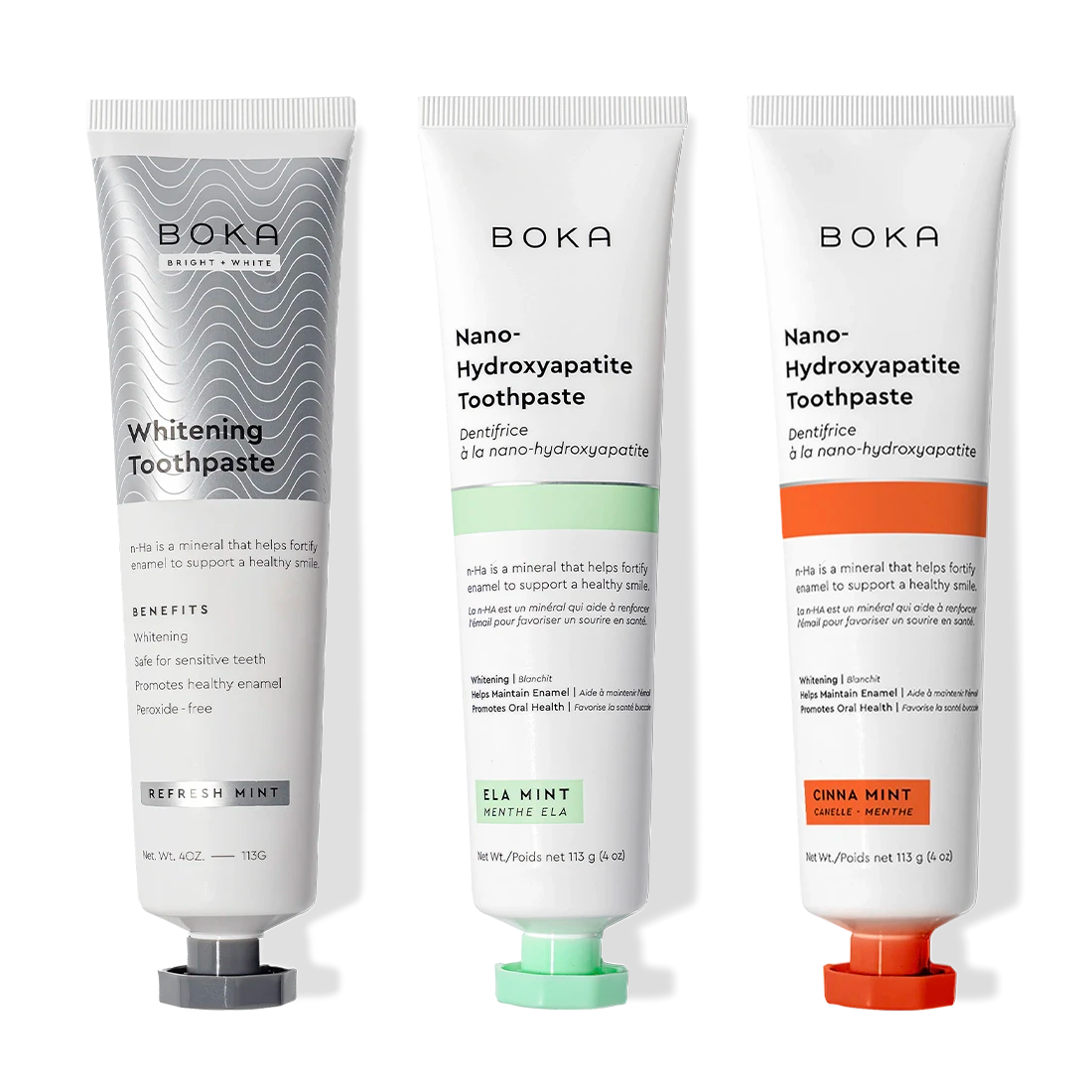 Gallery view - Three Nano (n-Ha) Toothpaste Whitening 3 Packs in Refresh Mint for strong, healthy teeth.