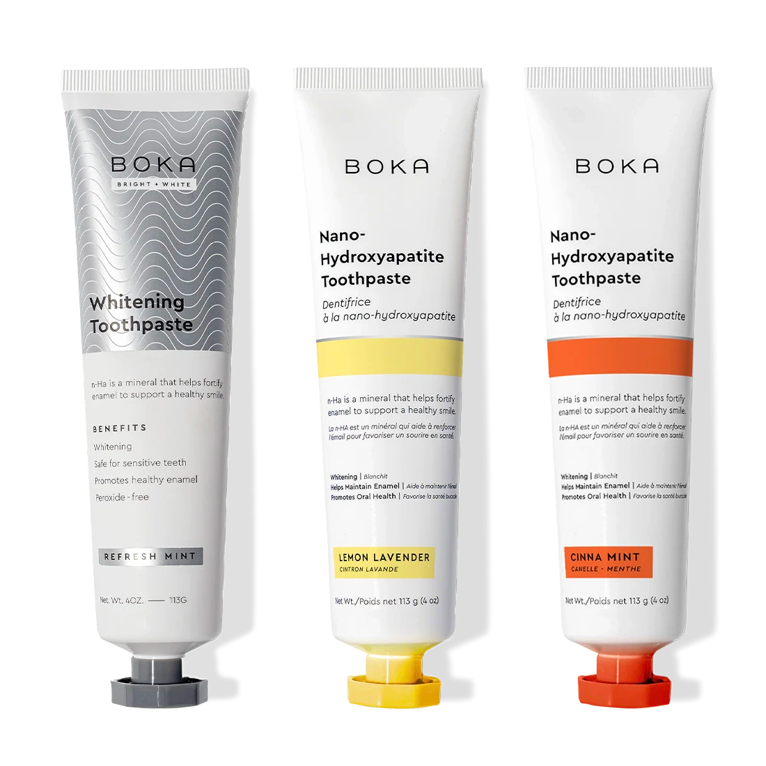 Nano (n-Ha) Toothpaste Whitening 3 Pack: Refresh Mint, Lemon Lavender & Cinna Mint.