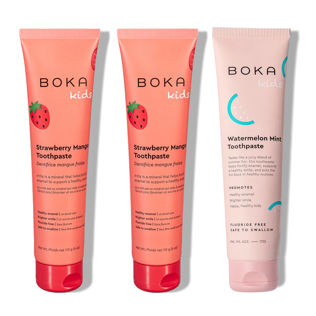 The n-Ha Toothpaste Family 3 Pack features kid-friendly flavors to encourage healthy brushing habits.