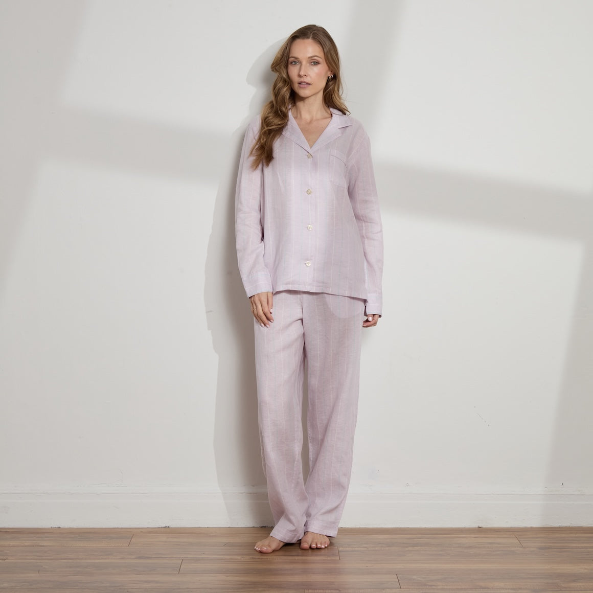 Striped Linen Long PJ Set