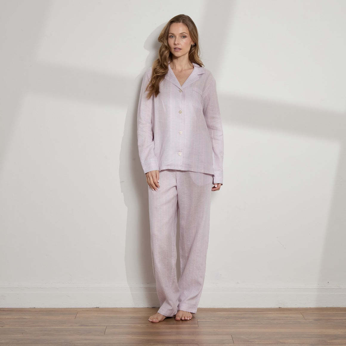 Striped Linen Long PJ Set