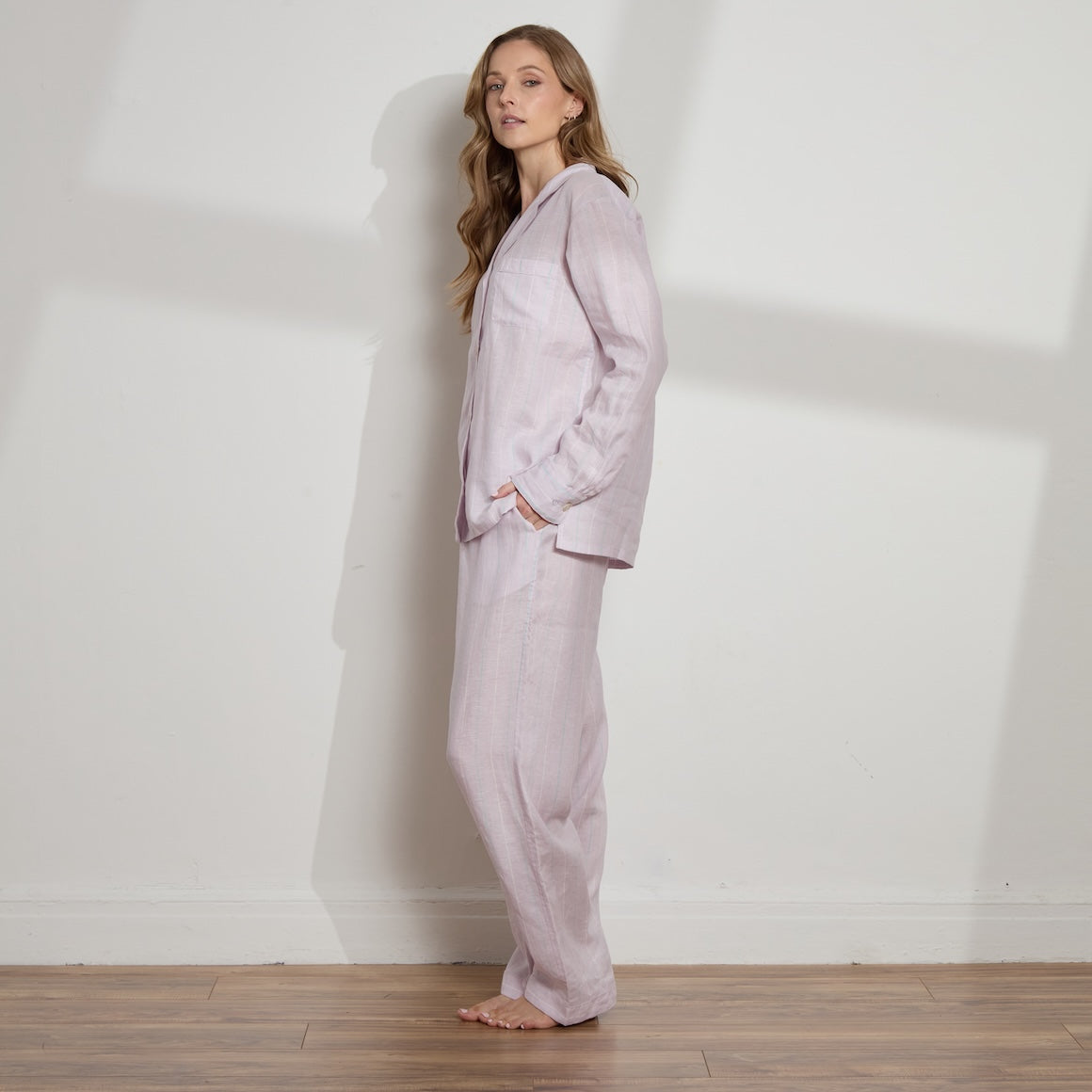 Striped Linen Long PJ Set
