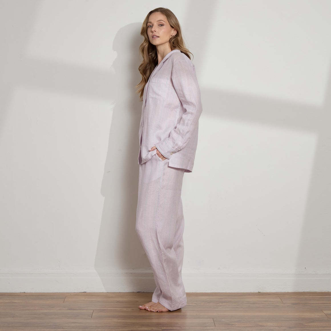 Striped Linen Long PJ Set