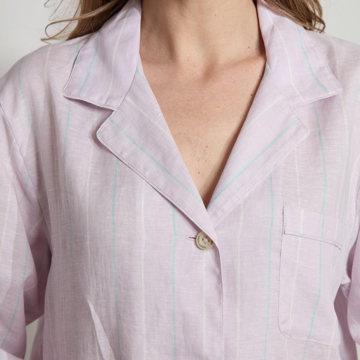 Striped Linen Long PJ Set