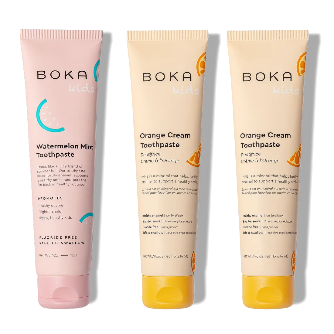 N-Ha Toothpaste Family 3 Pack: Three kid-approved flavors with nano-hydroxyapatite.