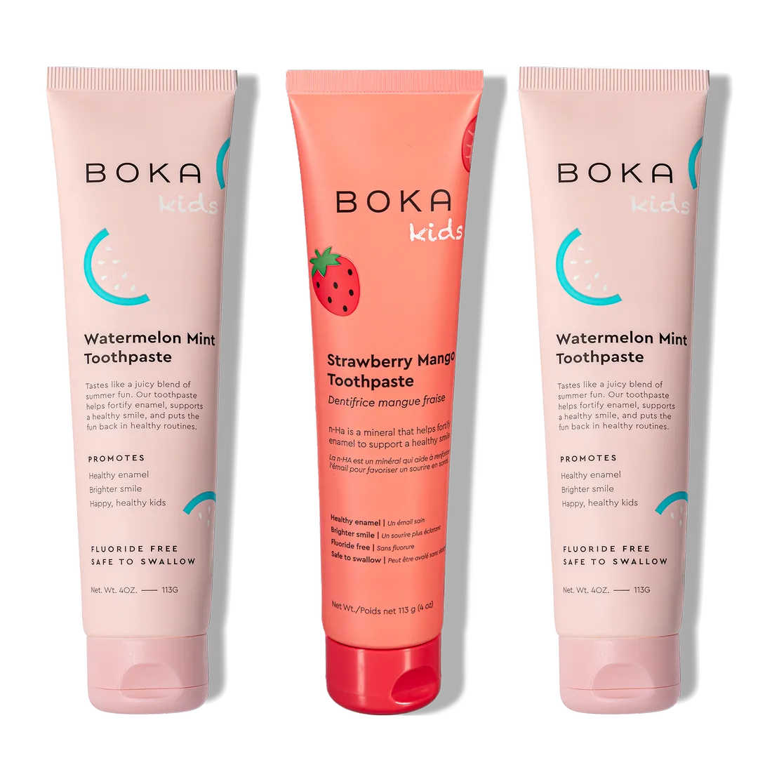 N-Ha Toothpaste Family 3 Pack in kid-friendly flavors, ideal for building healthy brushing habits.