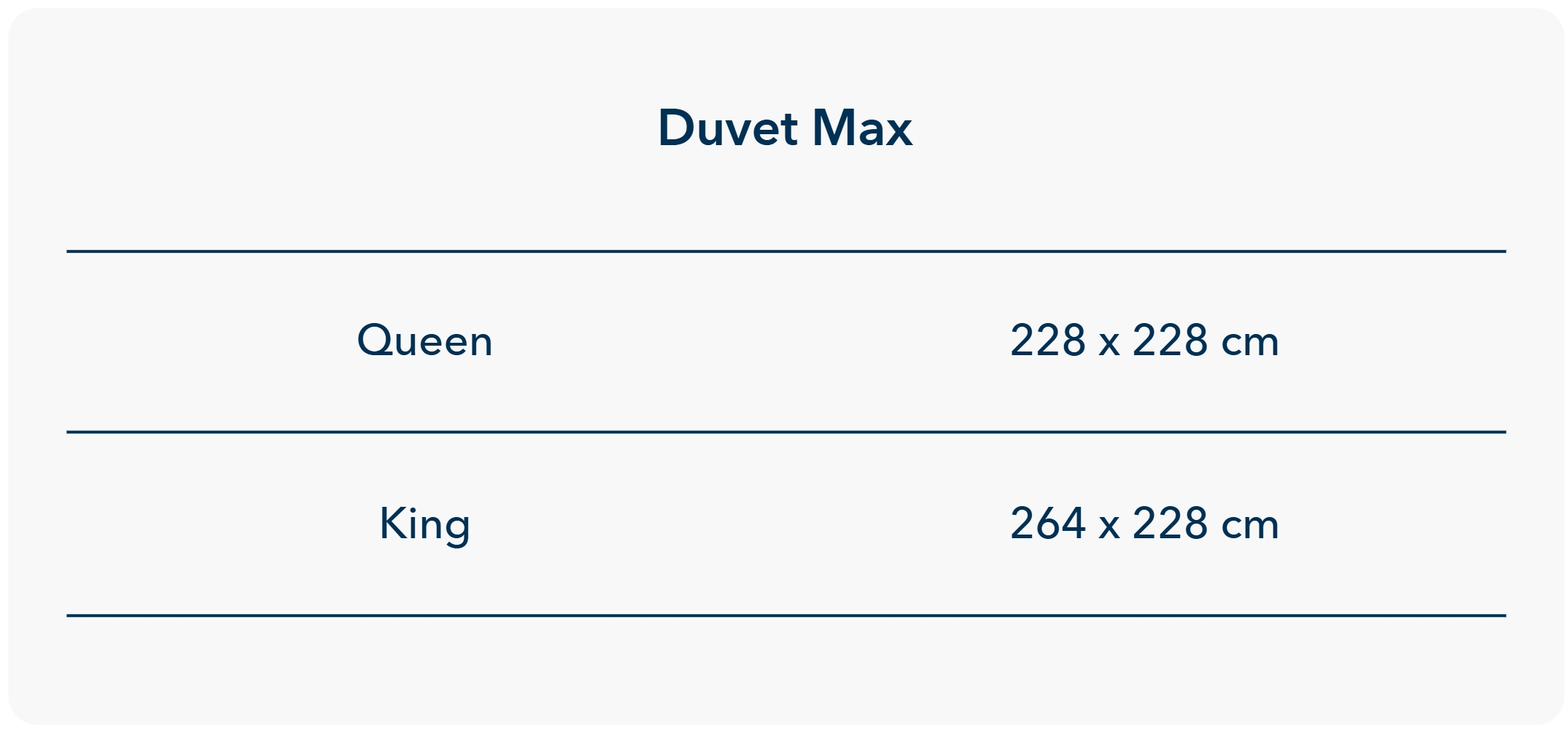 Size guide in centimeters