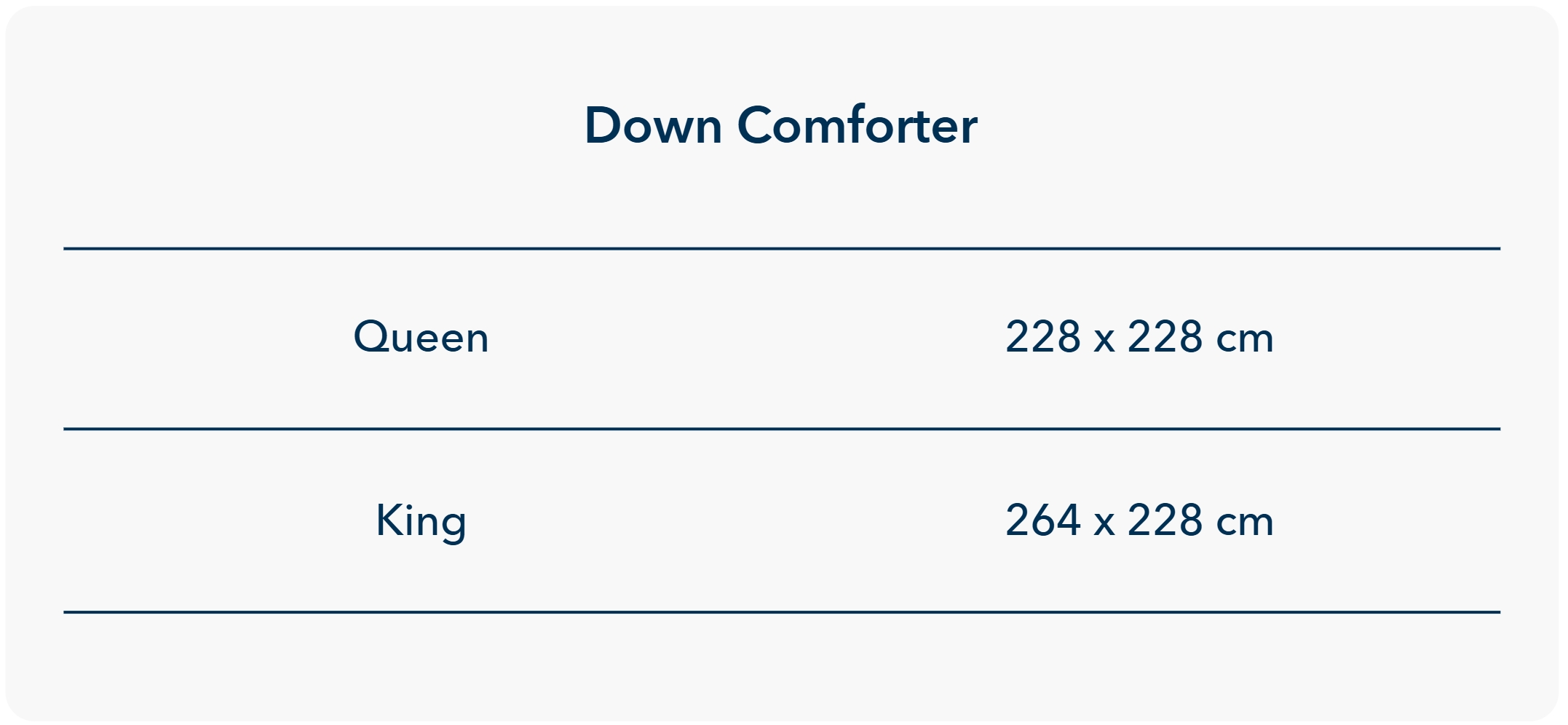 Size guide in centimeters