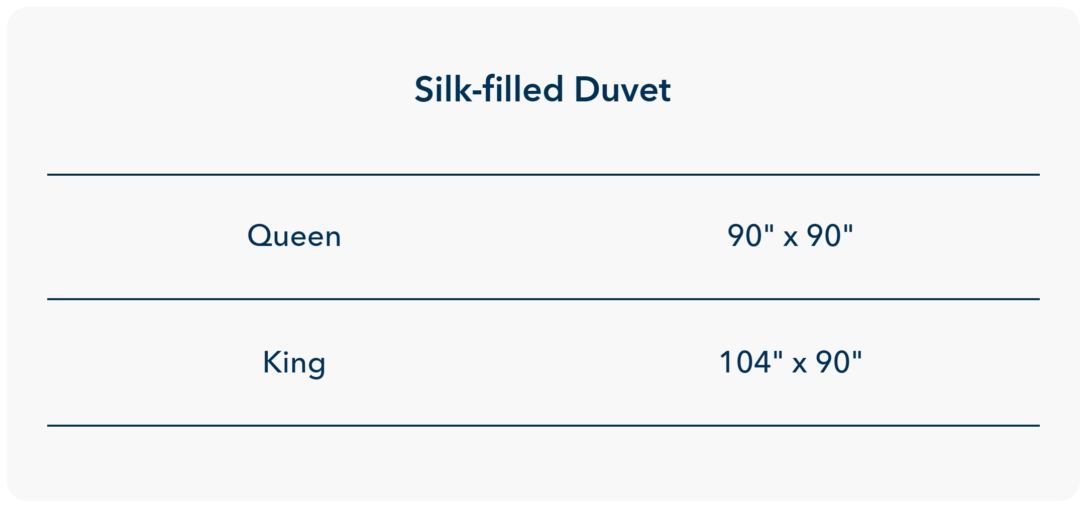 Size guide in inches