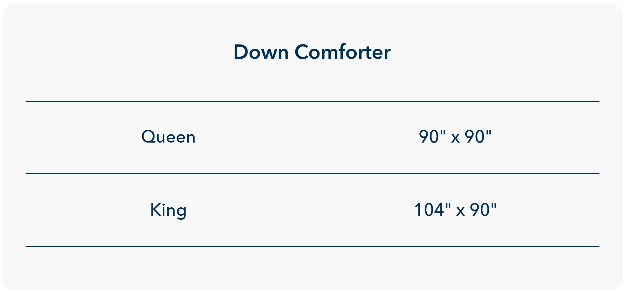 Size guide in inches