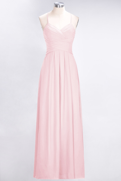 BMbridal Affordable Spaghetti Straps V-Neck Burgundy Chiffon Bridesmaid Dress with Keyhole Back-BMbridal