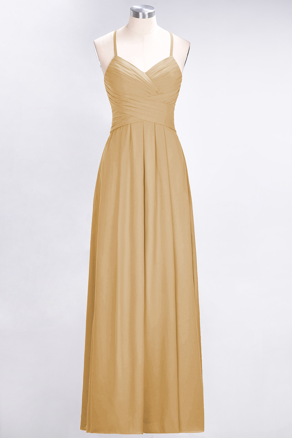 BMbridal Affordable Spaghetti Straps V-Neck Burgundy Chiffon Bridesmaid Dress with Keyhole Back-BMbridal