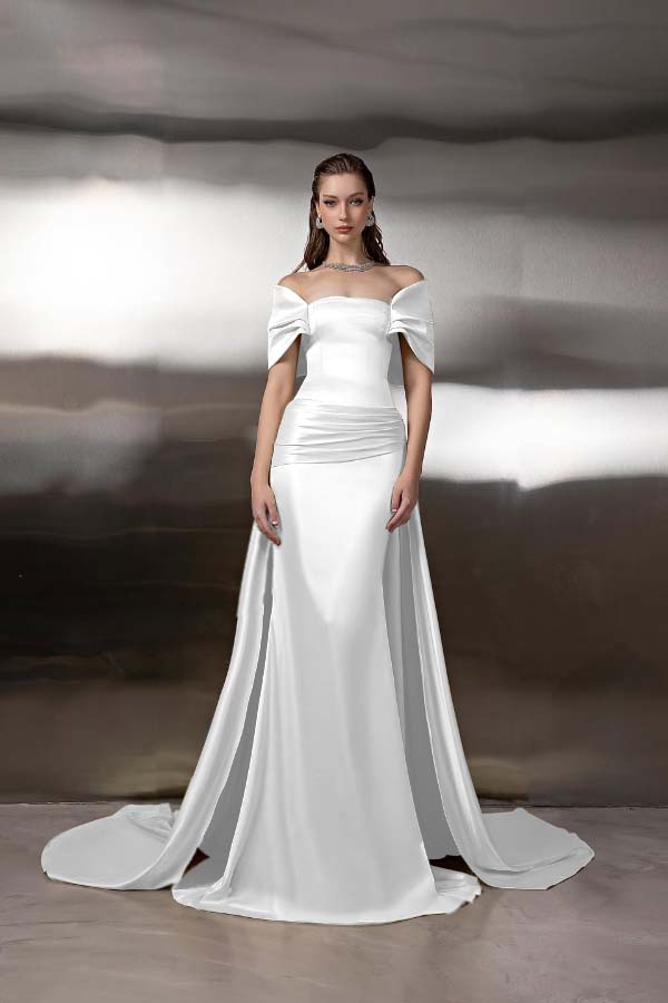 Off the Shoulder Sleeveless Long Mermaid Prom Dress With Pleated