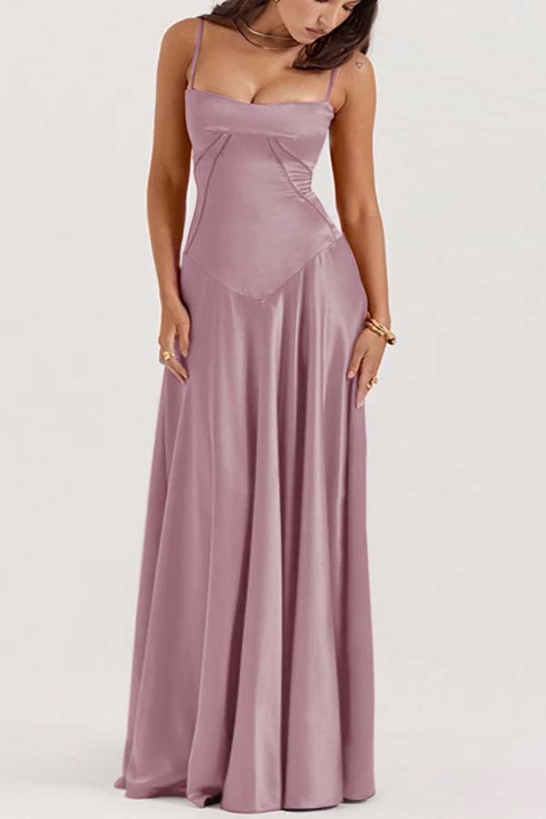 Spaghetti Strap Sleeveless Long Prom Dress With Pleated Ruffle