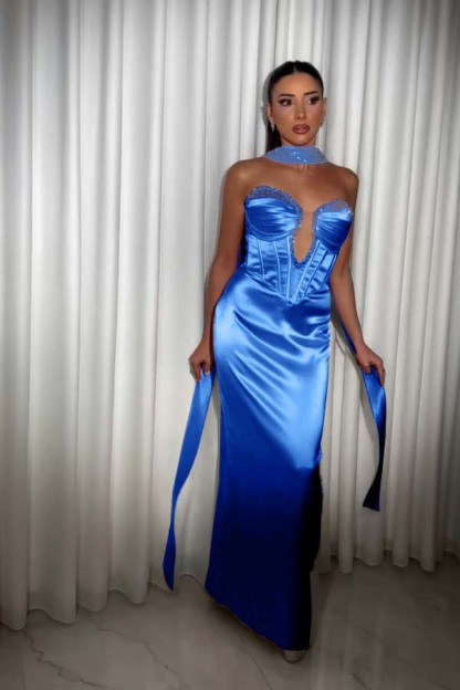 Strapless Sleeveless Long Mermaid Prom Dress With Pleated Beading
