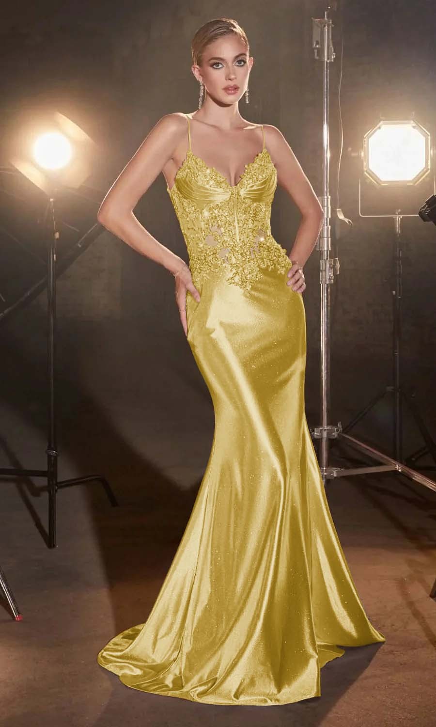 Spaghetti Strap Sleeveless Long Mermaid Prom Dress With Appliques