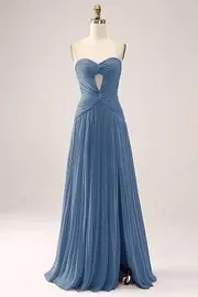 Gorgeous Fuchsia Strapless Cut Out Draped Pleated Prom Dress