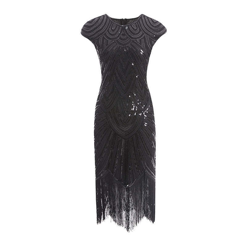 Vintage 1920s Gatsby Dress with Scoop Neck and Sequins